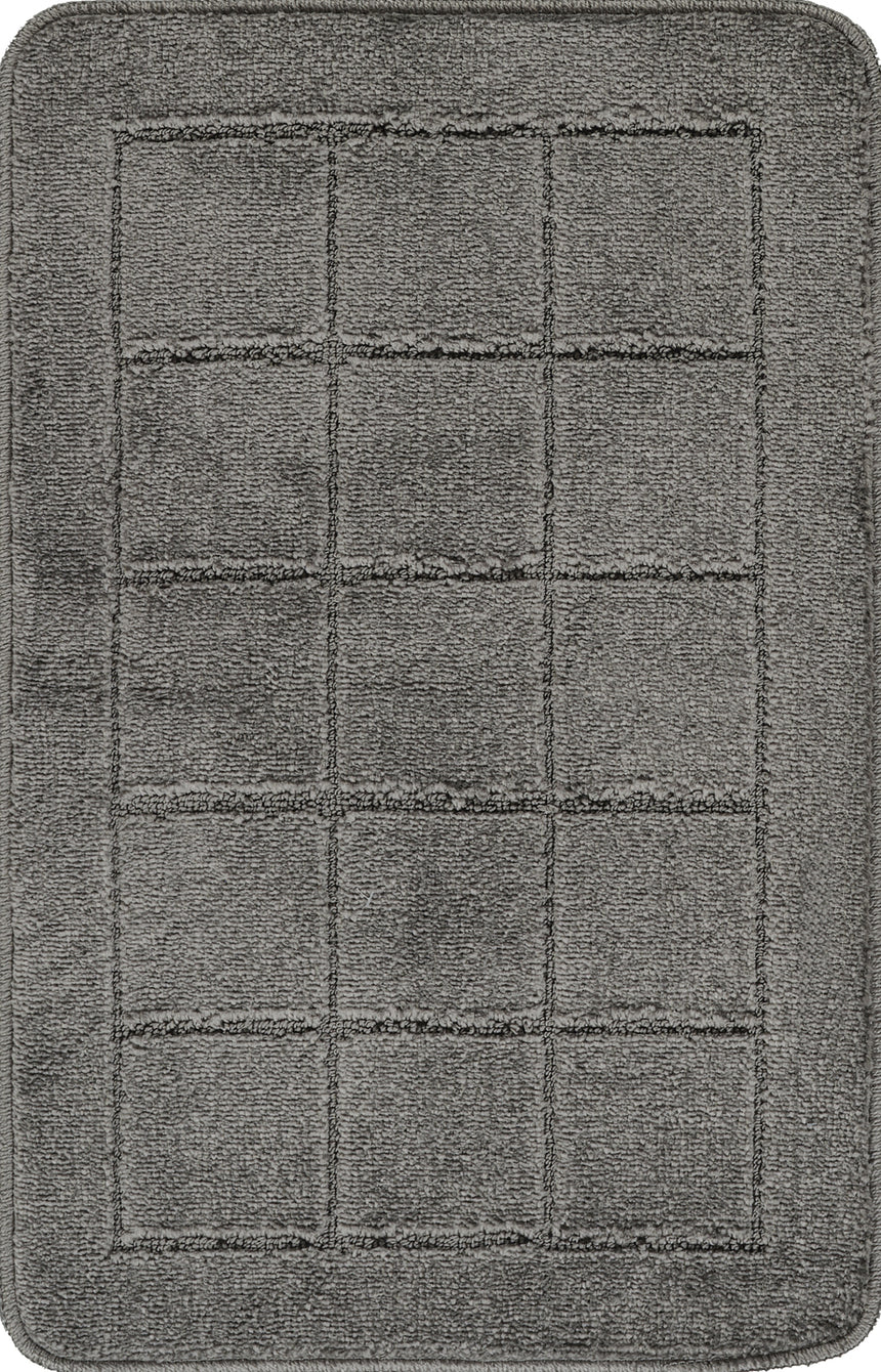 Noelle 2-Piece Machine Washable Non-Slip Dark Grey Bathroom Rug Set