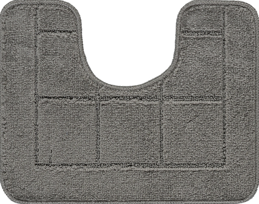 Noelle 2-Piece Machine Washable Non-Slip Dark Grey Bathroom Rug Set