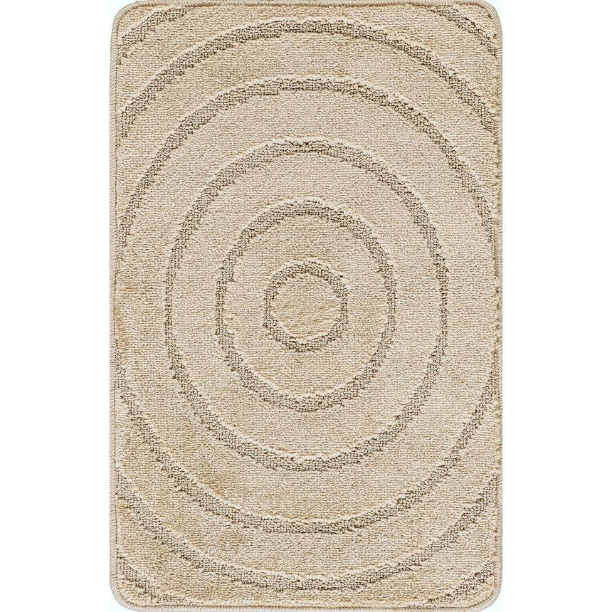 April 2-Piece Machine Washable Non-Slip Light Beige Bathroom Rug Set