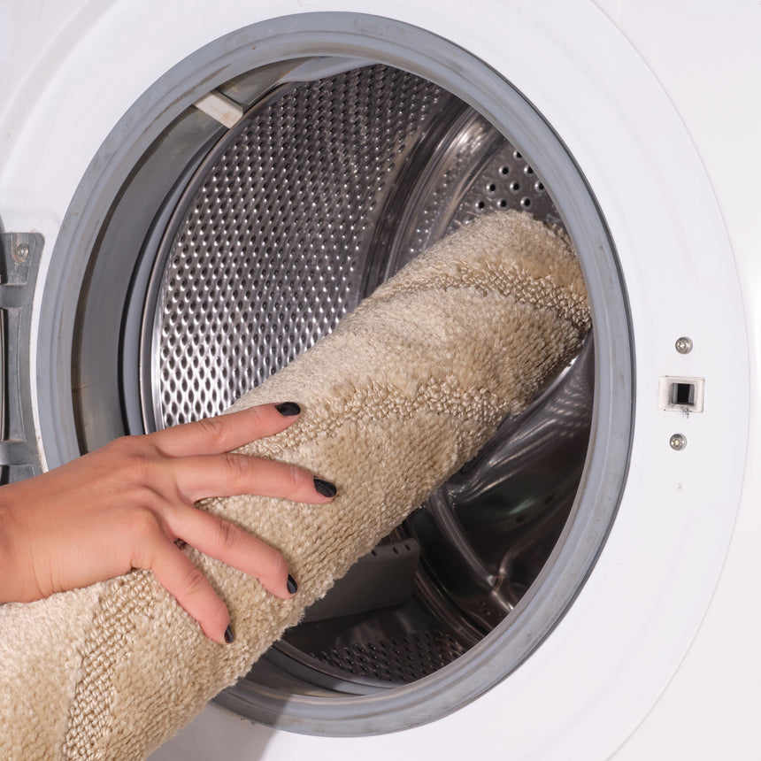 April 2-Piece Machine Washable Non-Slip Brown Bathroom Rug Set