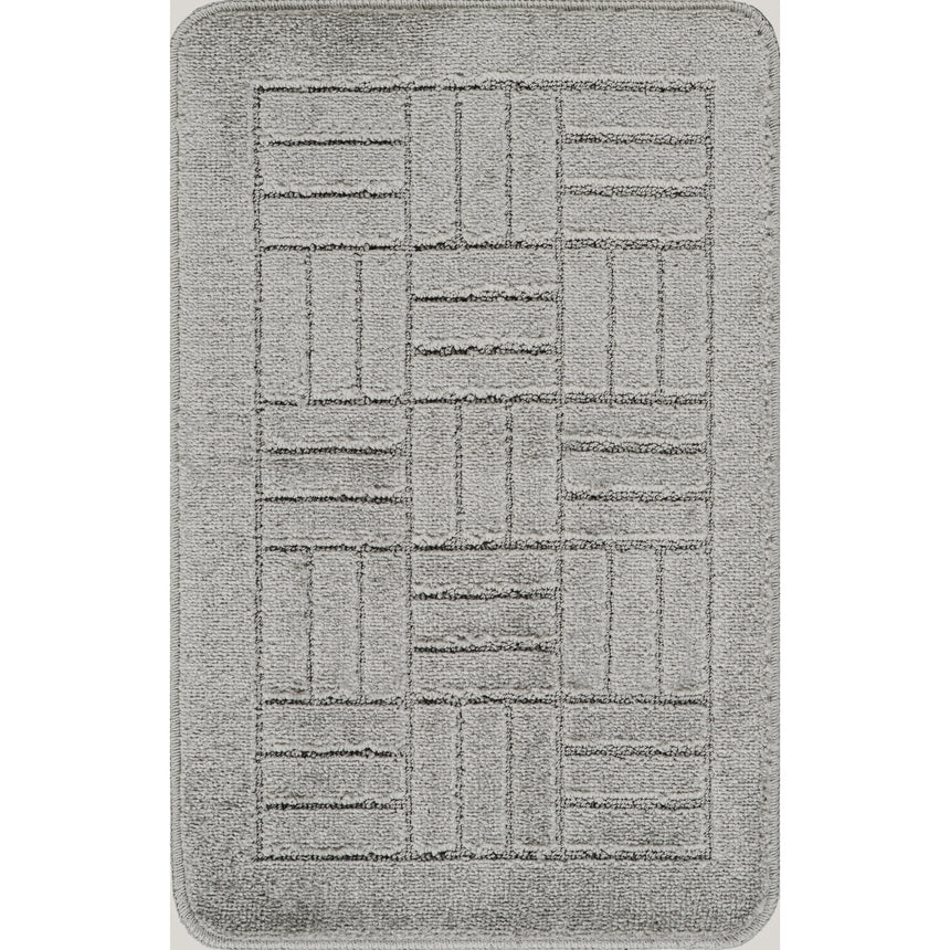 Royal 2-Piece Machine Washable Non-Slip Light Grey Bathroom Rug Set