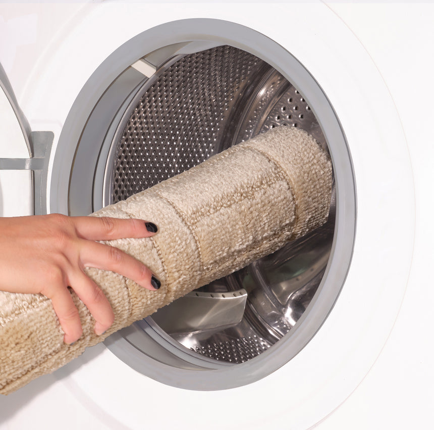 Royal 2-Piece Machine Washable Non-Slip Light Beige Bathroom Rug Set