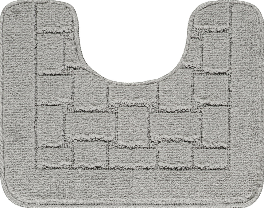 Tegan 2-Piece Machine Washable Non-Slip Light Grey Bathroom Rug Set