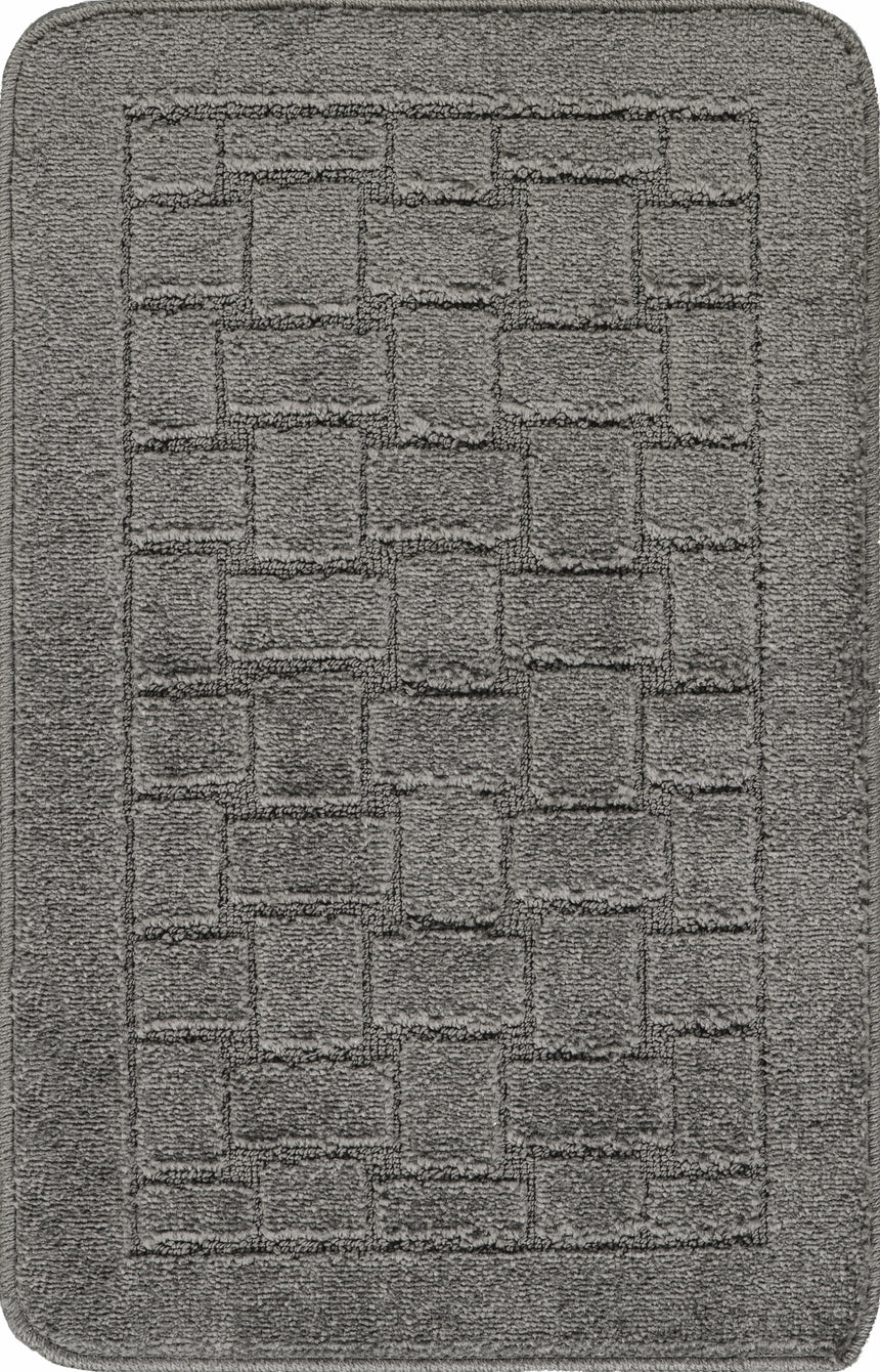 Tegan 2-Piece Machine Washable Non-Slip Dark Grey Bathroom Rug Set