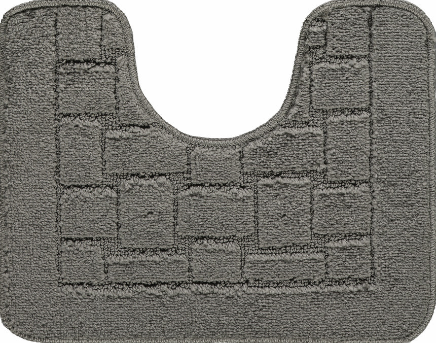 Tegan 2-Piece Machine Washable Non-Slip Dark Grey Bathroom Rug Set