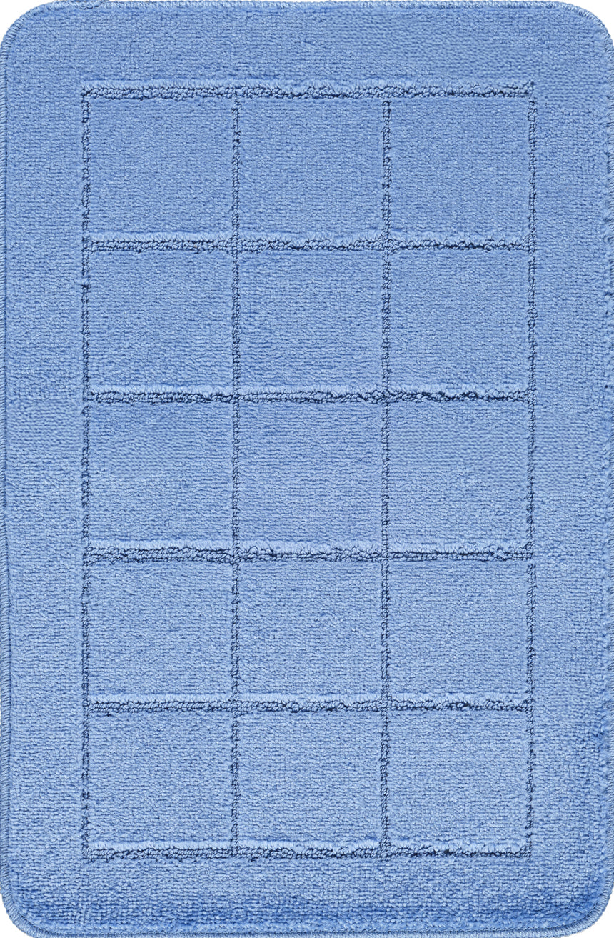 Noelle 2-Piece Machine Washable Non-Slip Blue Bathroom Rug Set