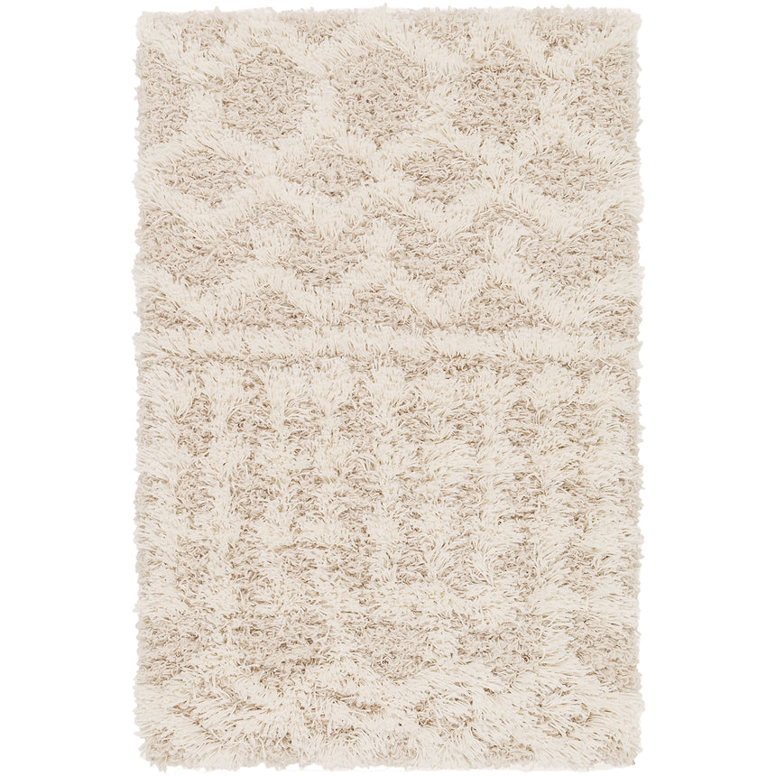 Nour Shaggy Geometric Plush Pile Cream Beige Rug