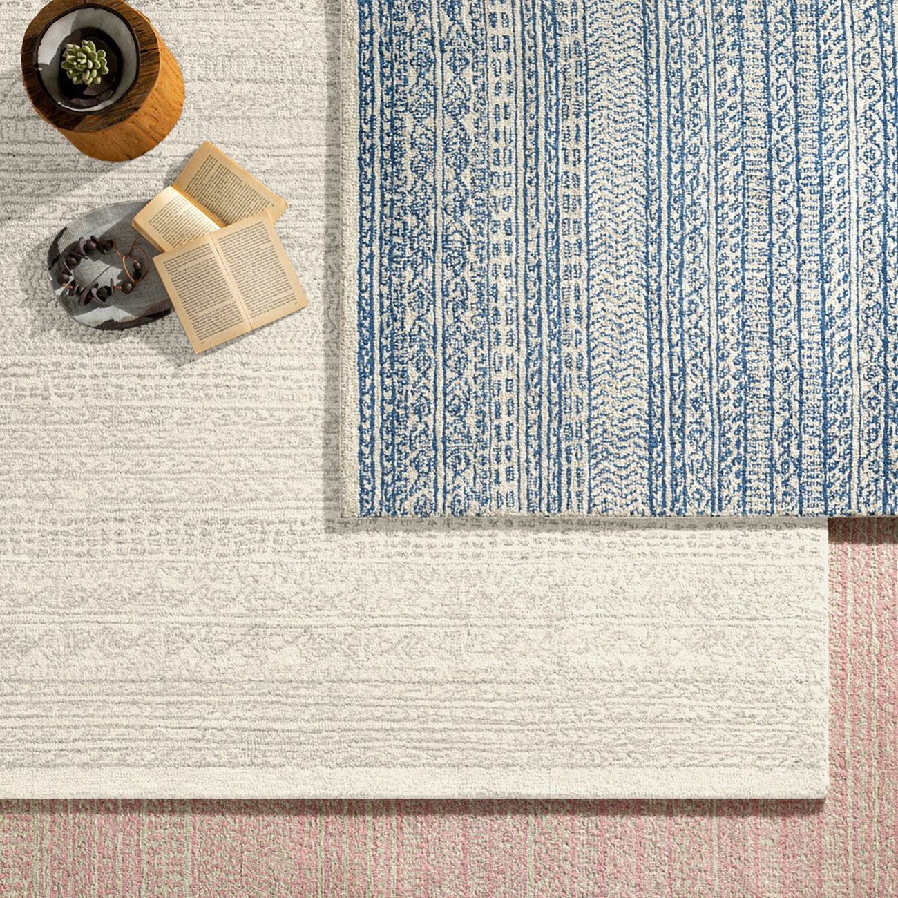 VANIYA Hand-Tufted Global Wool Grey Area Rug Styleshot