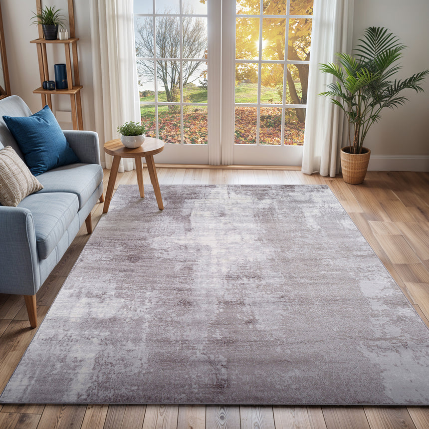 Giulia Abstract Modern Marble Light Grey Rug