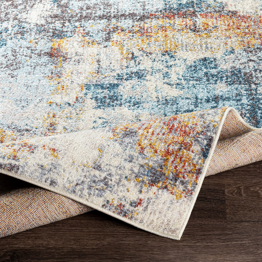 Valerie Abstract Modern Marble Dark Blue Rug