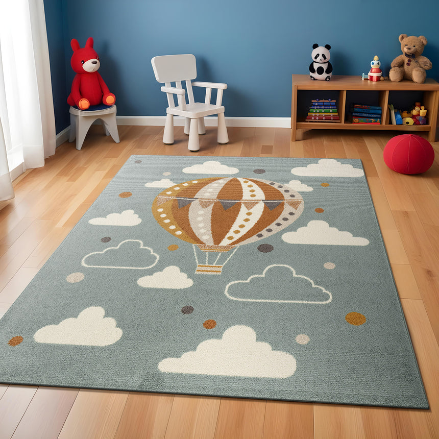 Monty Kids Modern Multicolour/Blue Bedroom Rug