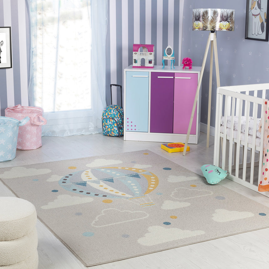 Monty Kids Modern Multicolour/Grey Bedroom Rug
