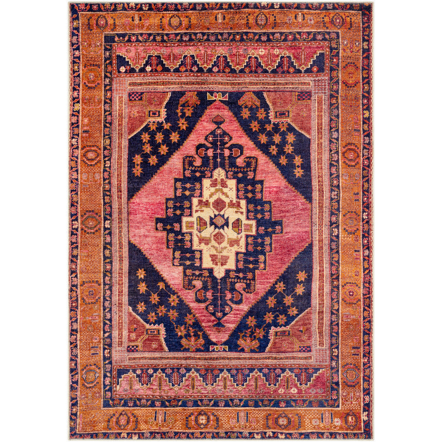 Valentina Machine Washable Traditionnal Boho Coral Rug
