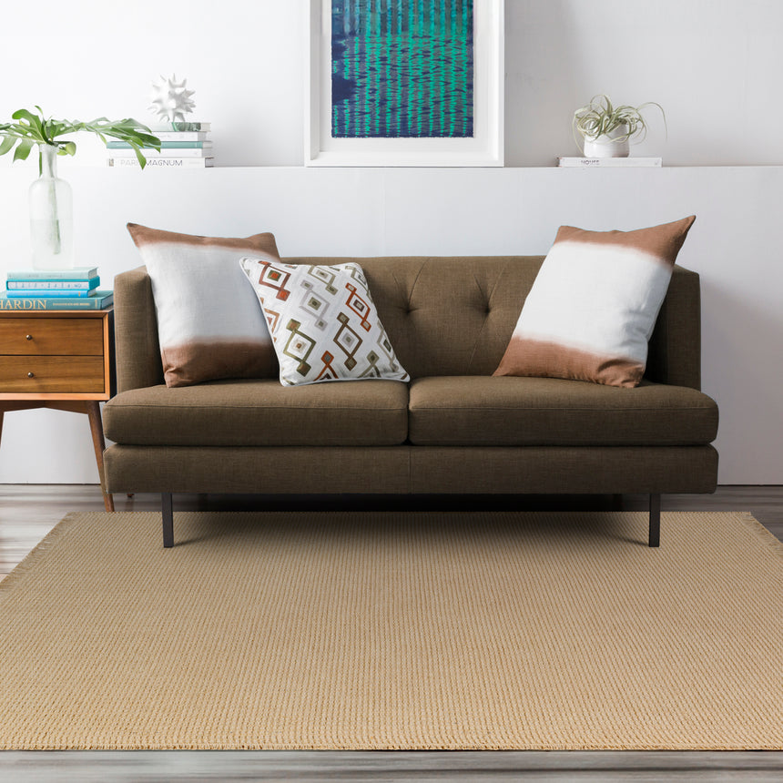 Kimi Becki Owens x Livabliss Solid And Border Camel Jute Rug
