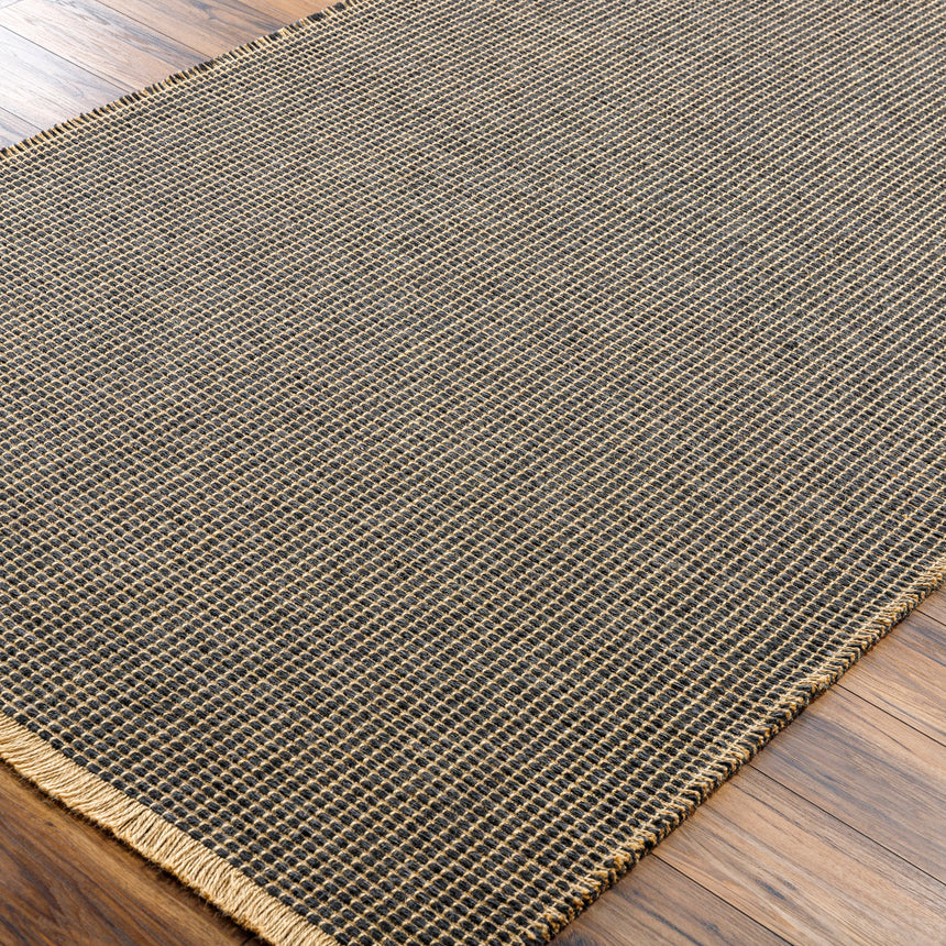 Kimi Becki Owens x Livabliss Solid And Border Charcoal Jute Rug