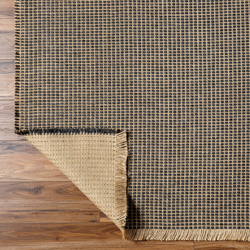 Kimi Becki Owens x Livabliss Solid And Border Charcoal Jute Rug
