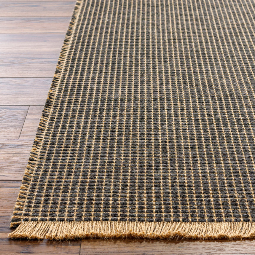 Kimi Becki Owens x Livabliss Solid And Border Charcoal Jute Rug