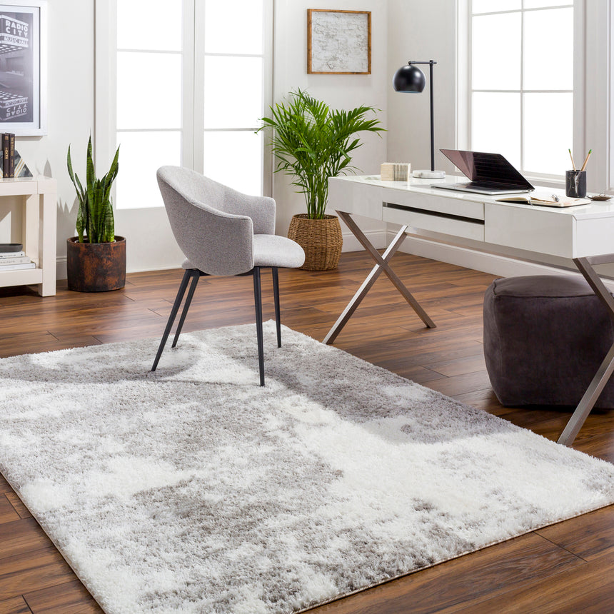 Sayuntka Shaggy Modern Plush Pile Ivory Rug