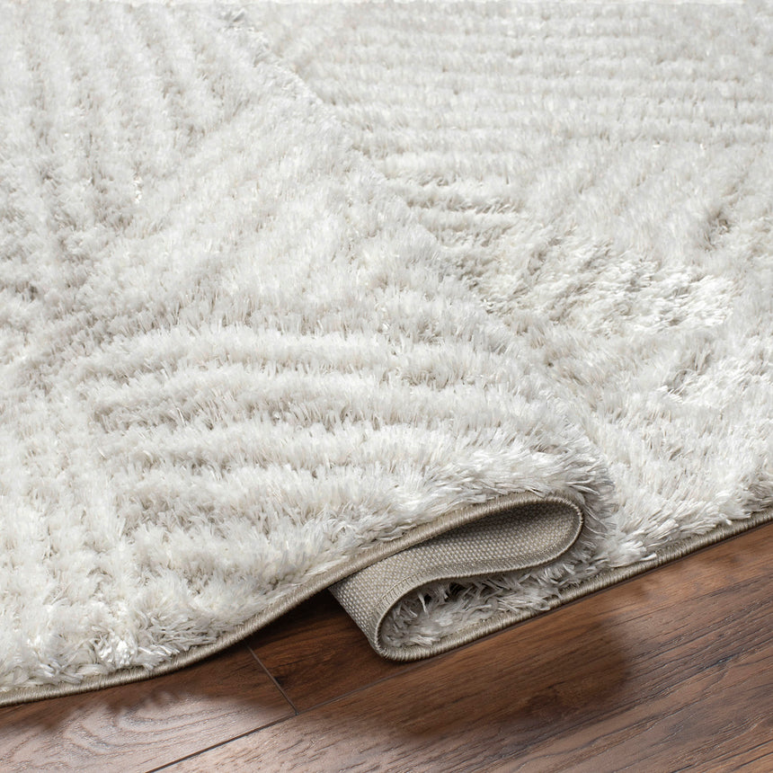 Allie Shaggy Geometric Plush Pile Beige Rug