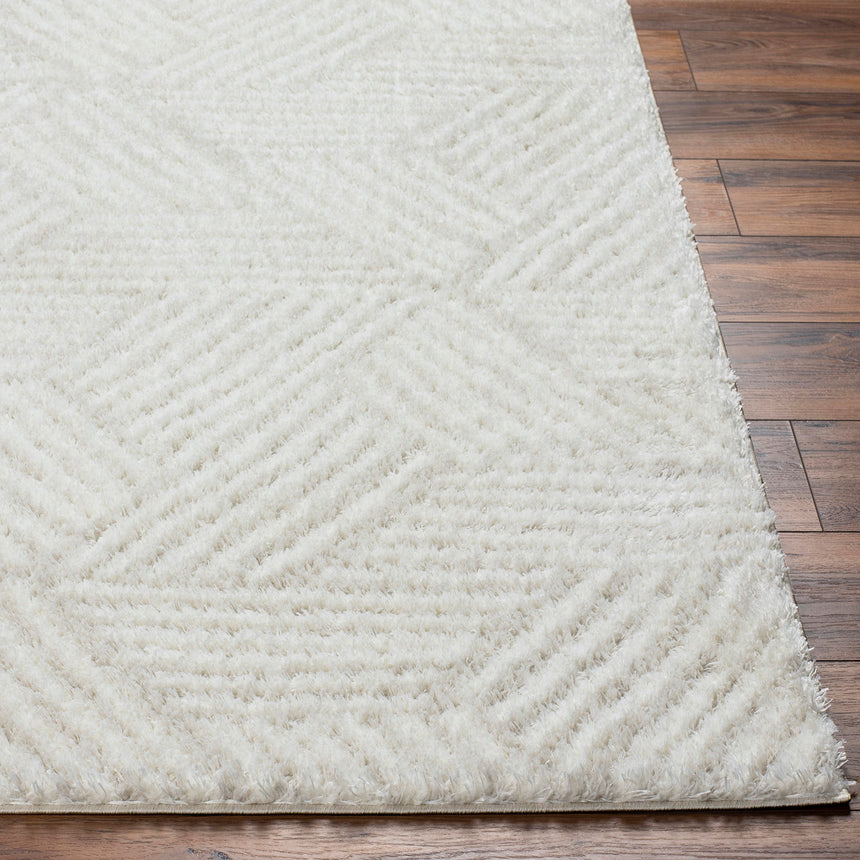 Allie Shaggy Geometric Plush Pile Beige Rug