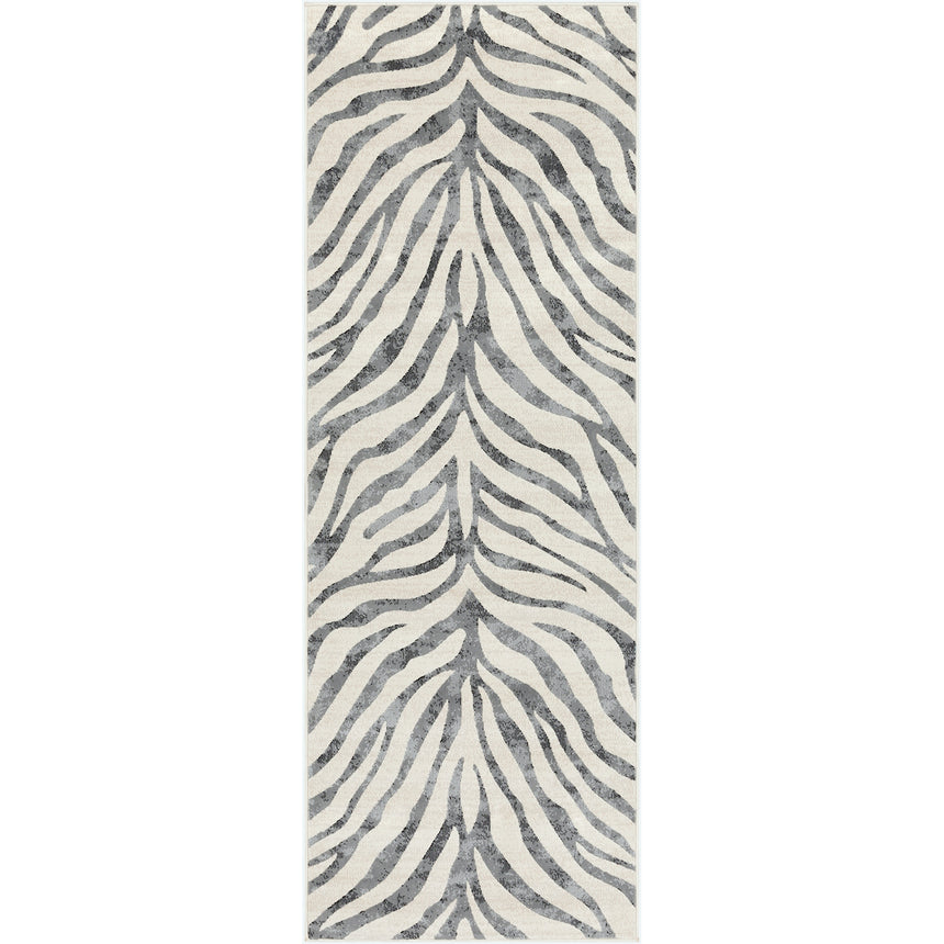 Cybele Scandi Boho Zebra Charcoal Rug