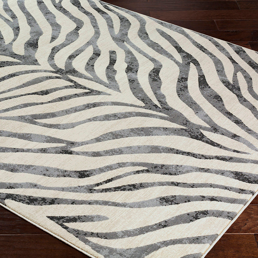 Cybele Scandi Boho Zebra Charcoal Rug