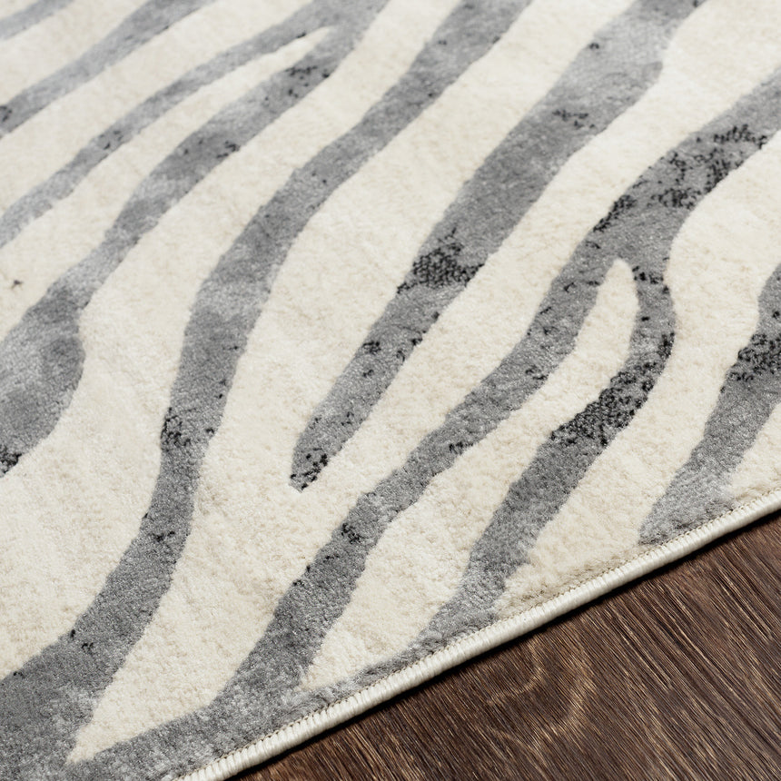 Cybele Scandi Boho Zebra Charcoal Rug