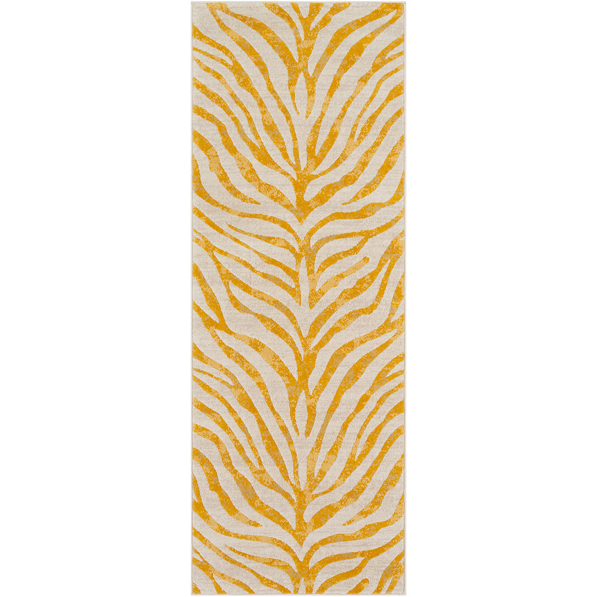 Cybele Scandi Boho Zebra Mustard Rug - Image 1