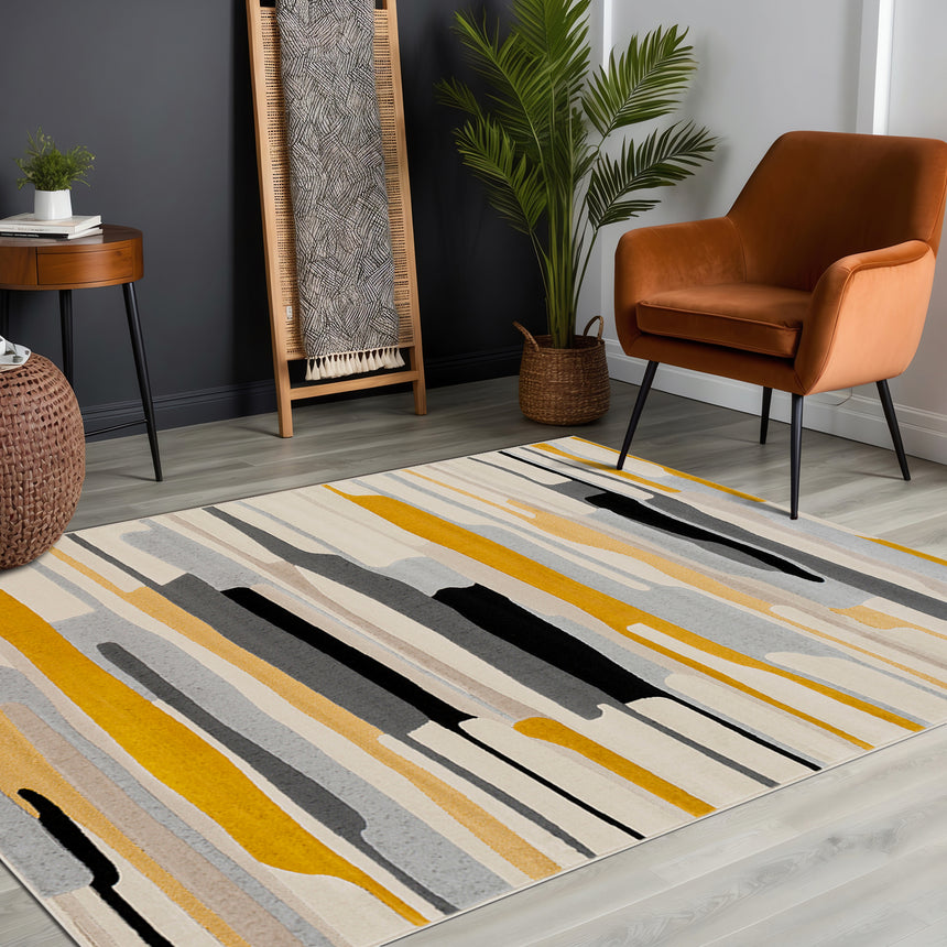Anais Scandi Modern Mustard/Ivory Rug