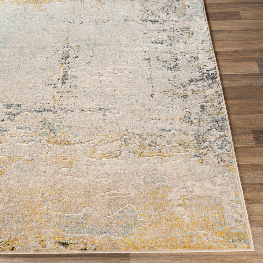 Bellatrix Abstract Modern Marble Mustard Rug