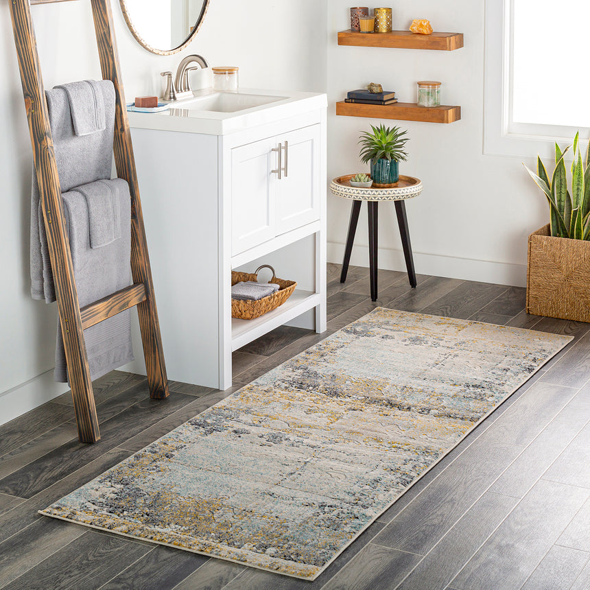 Bellatrix Abstract Modern Marble Mustard Rug