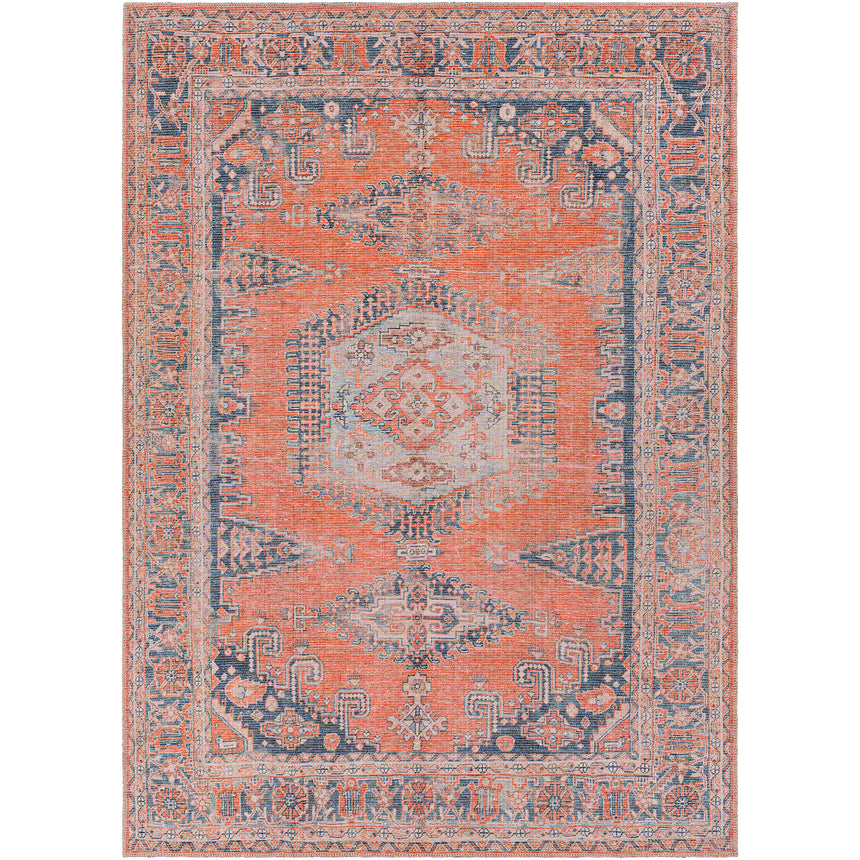 Blaire Machine Washable Traditionnal Boho Burnt Orange Rug