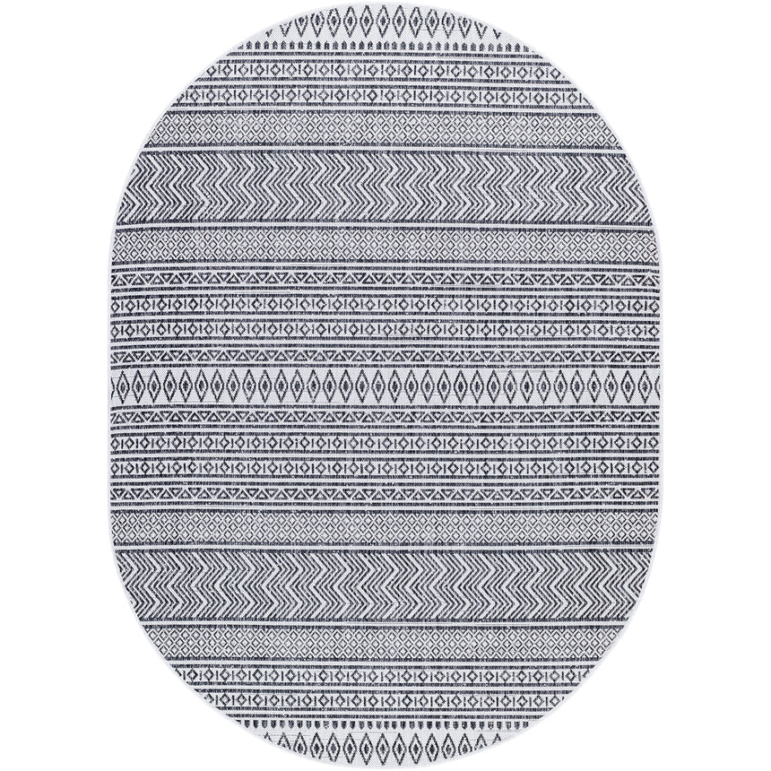 Mimi In- & Outdoor Geometric Black Rug