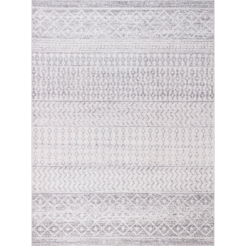 Mila Scandi Geometric Light Grey/White Rug