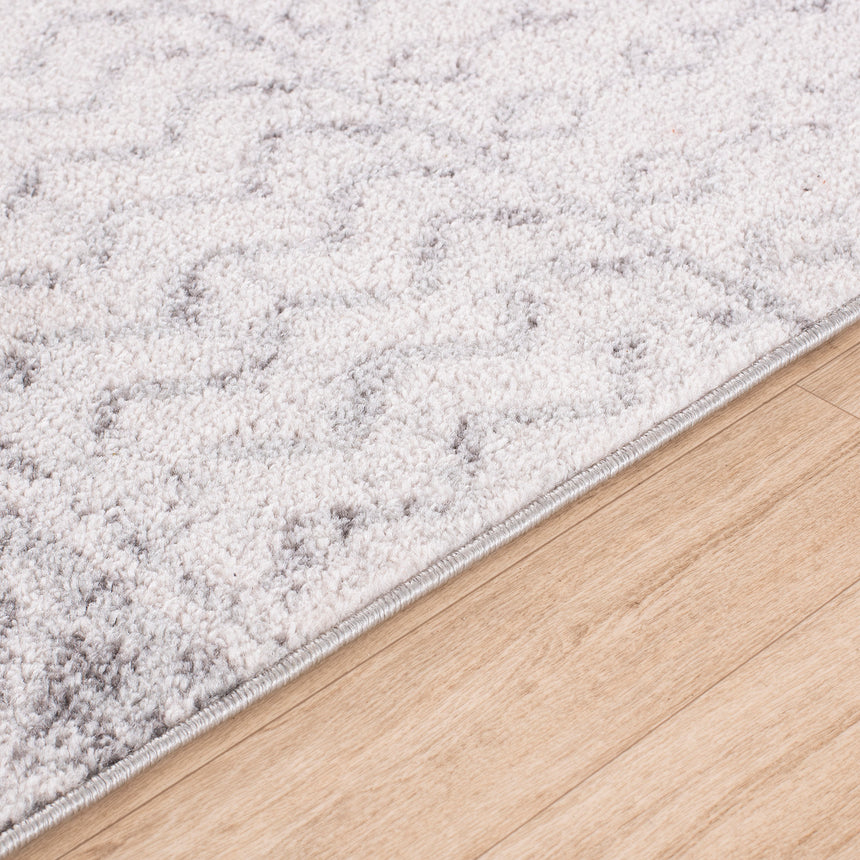 Mila Scandi Geometric Light Grey/White Rug