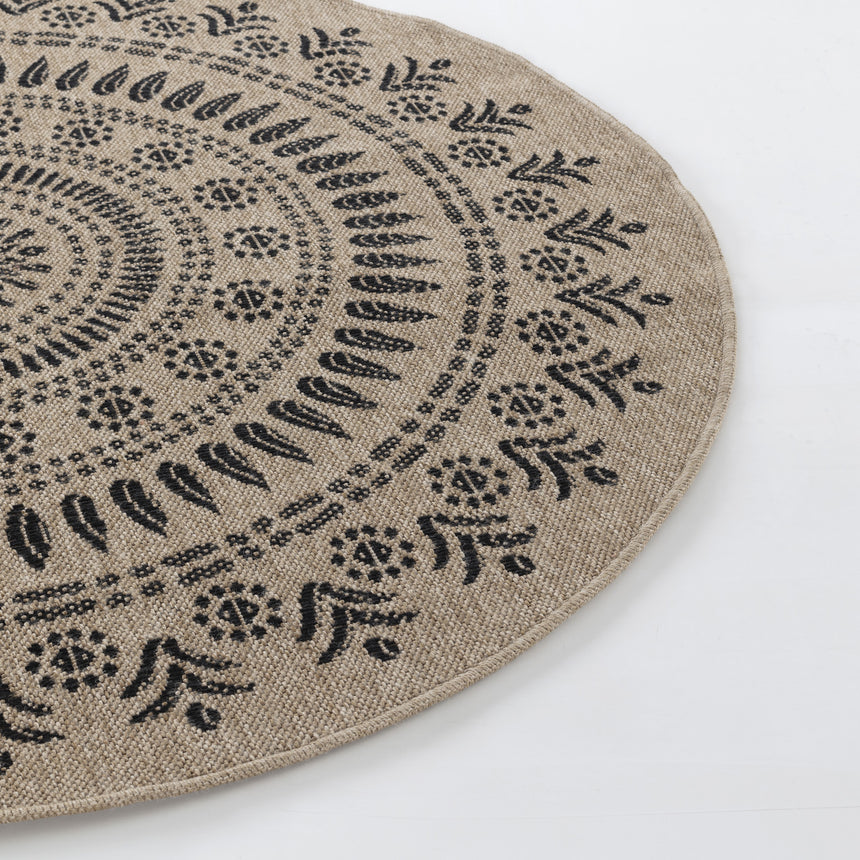 Vera In- & Outdoor Cottage Jute-Look Beige/Black Rug