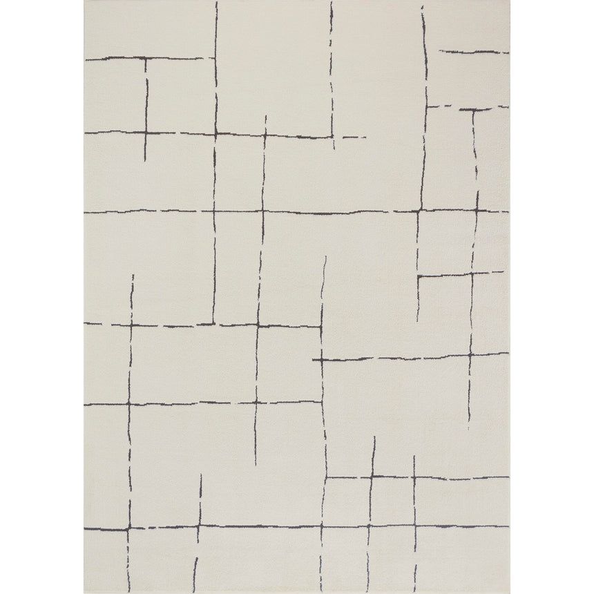 Ava Scandi Modern High Pile Ivory/Black Rug