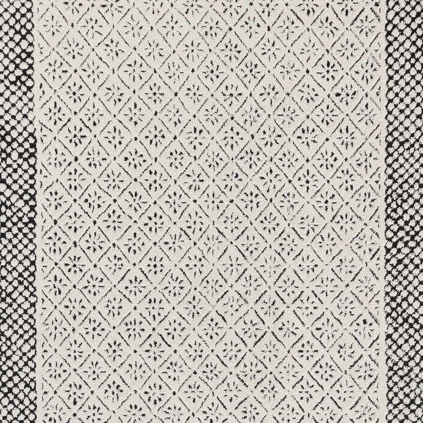 Ambre Scandi Modern High Pile Ivory/Black Rug