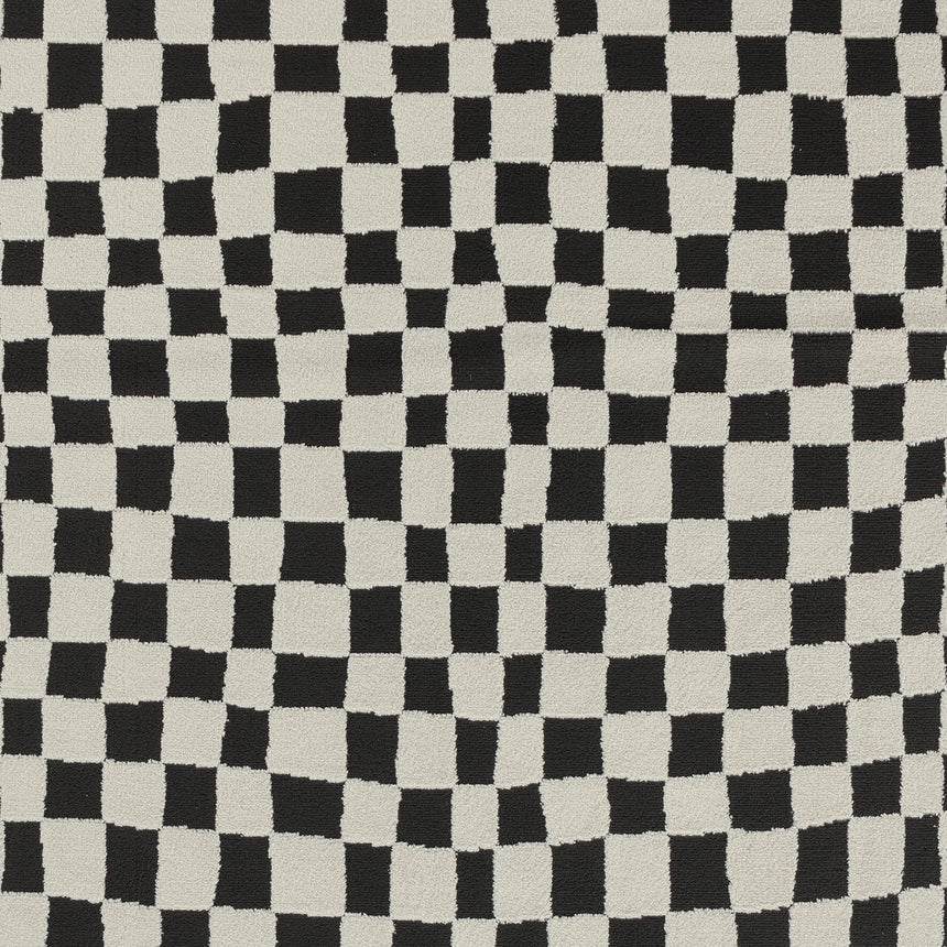 Irina Scandi Modern High Pile Black/Ivory Checkered Rug
