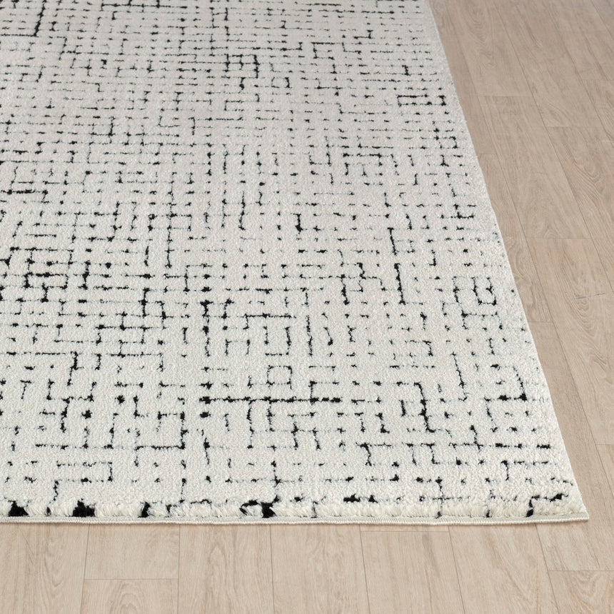 Amandine Scandi Modern High Pile Ivory/Black Rug