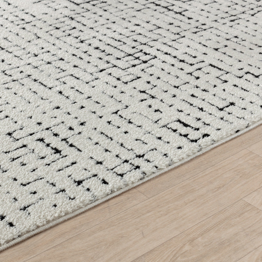 Amandine Scandi Modern High Pile Ivory/Black Rug