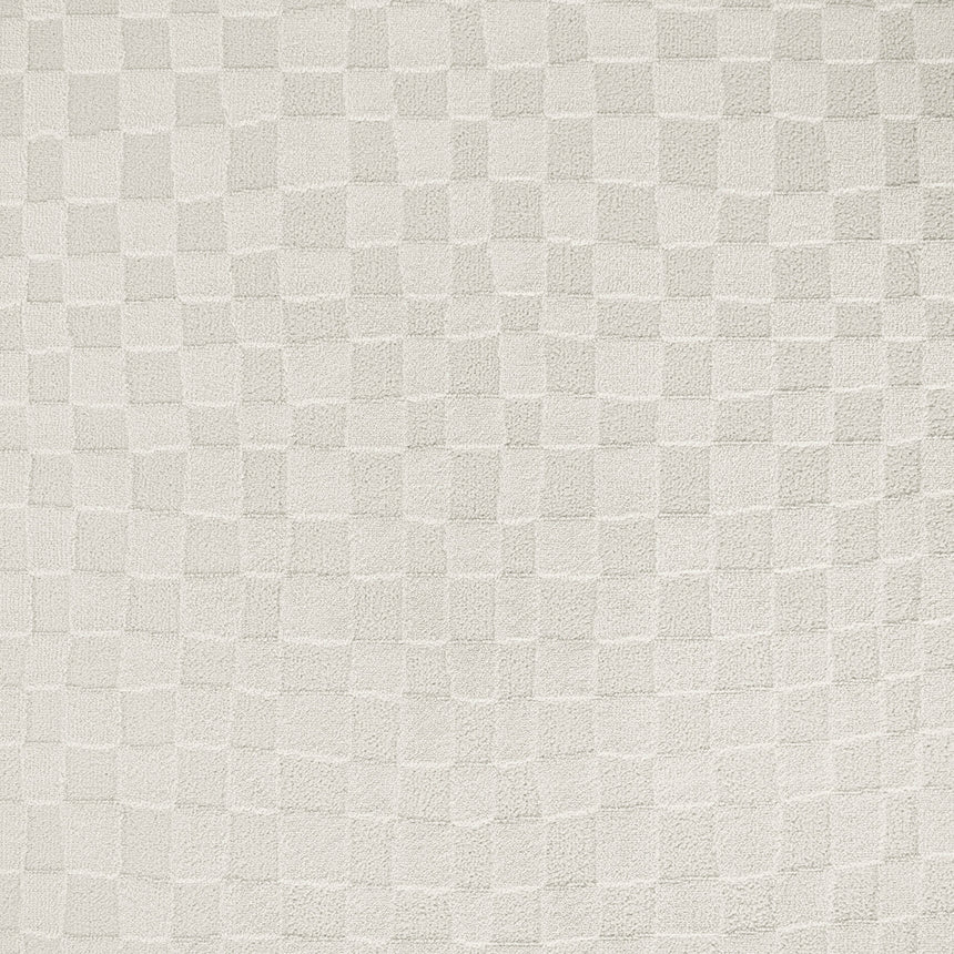 Irina Scandi Modern High Pile Off-White/Ivory Checkered Rug