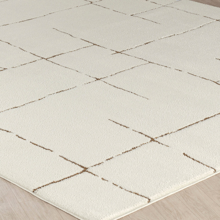 Ava Scandi Modern High Pile Ivory/Brown Rug