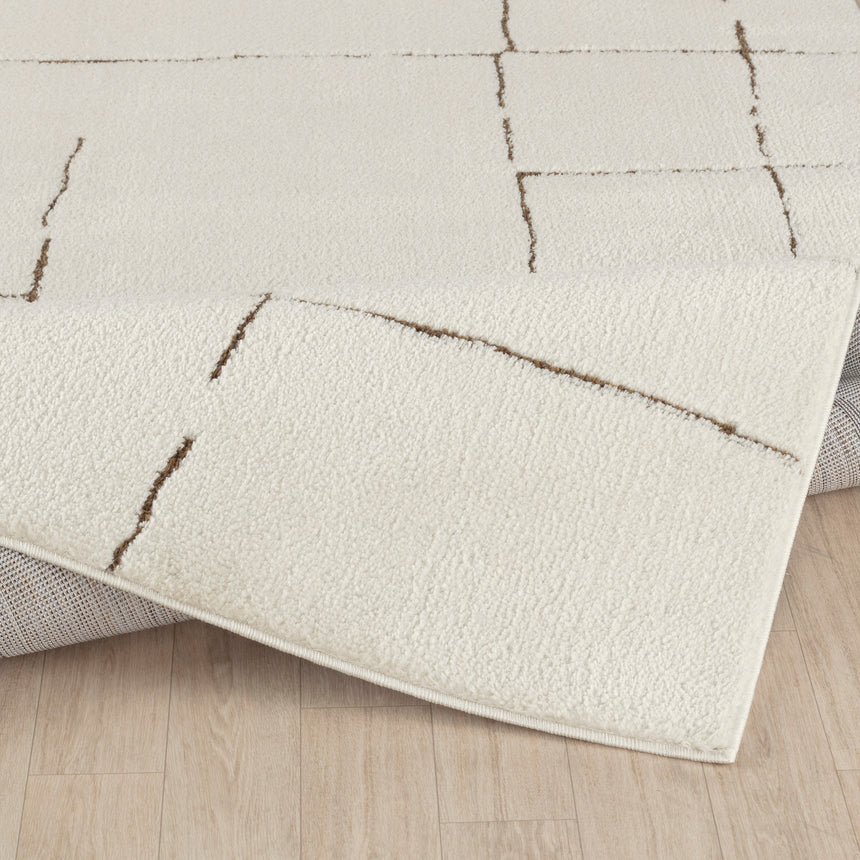 Ava Scandi Modern High Pile Ivory/Brown Rug