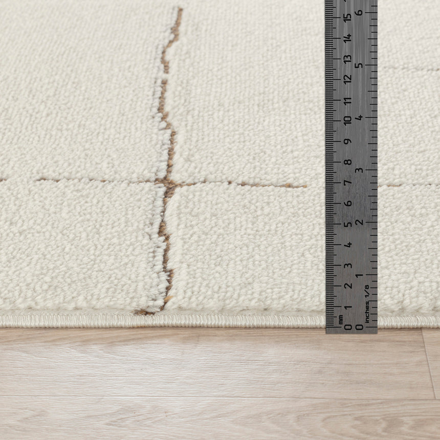 Ava Scandi Modern High Pile Ivory/Brown Rug