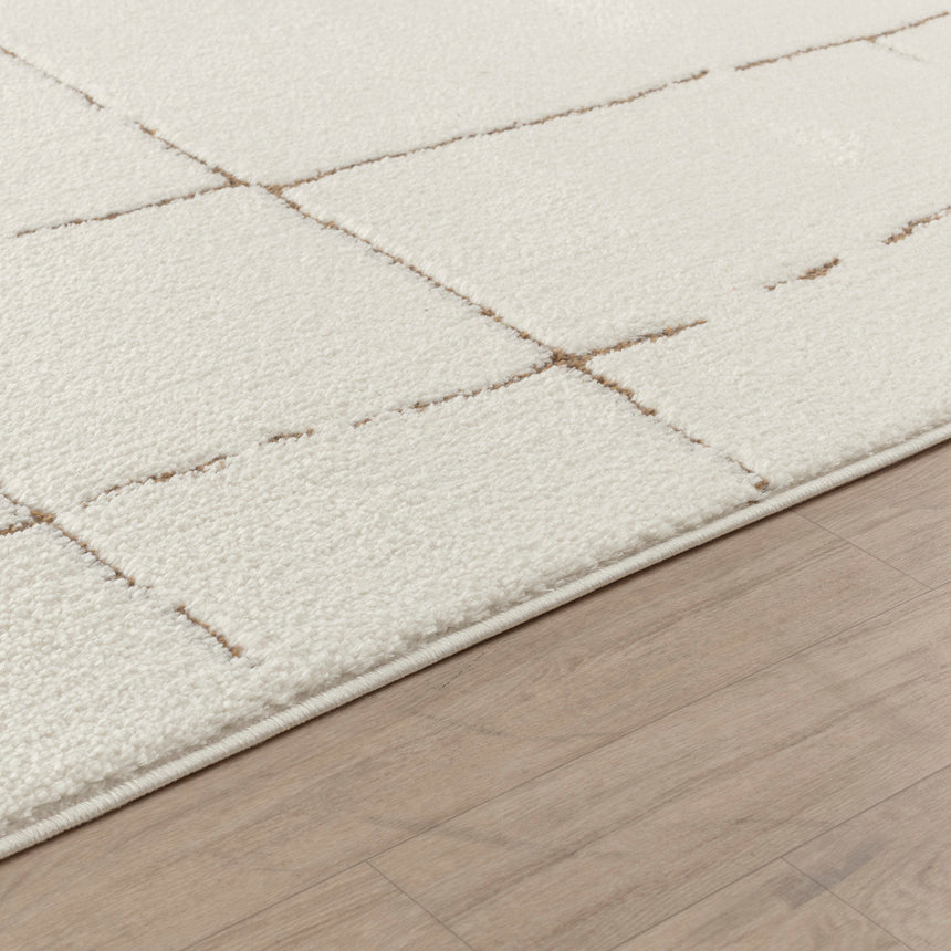 Ava Scandi Modern High Pile Ivory/Brown Rug