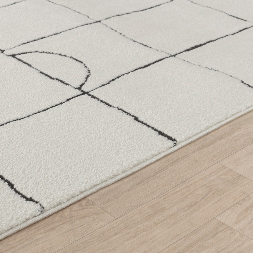 Hope Scandi Modern High Pile Ivory/Black Rug