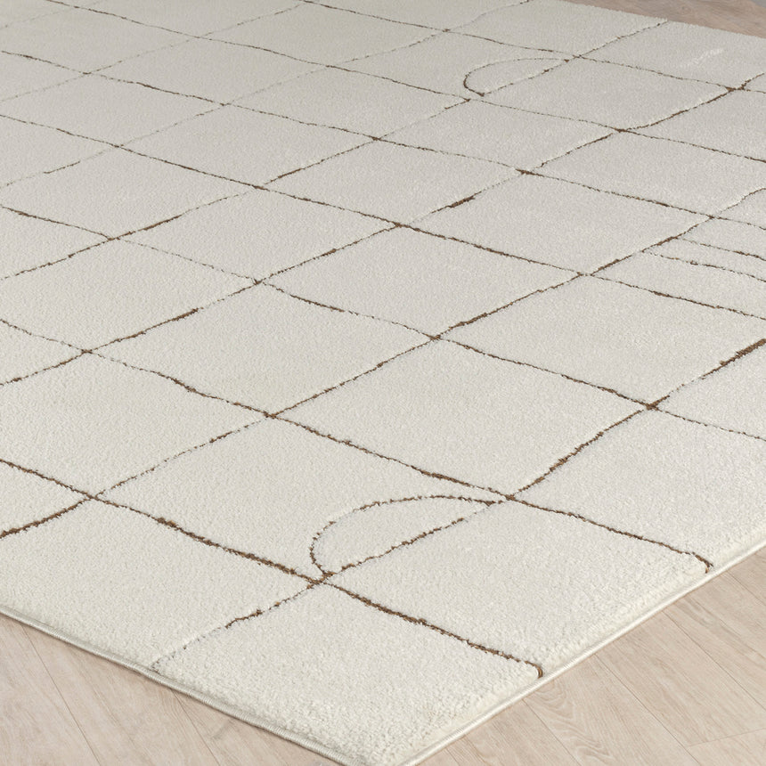 Hope Scandi Modern High Pile Ivory/Brown Rug