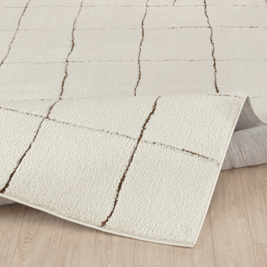 Hope Scandi Modern High Pile Ivory/Brown Rug