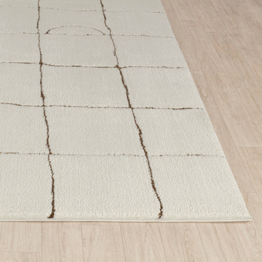 Hope Scandi Modern High Pile Ivory/Brown Rug